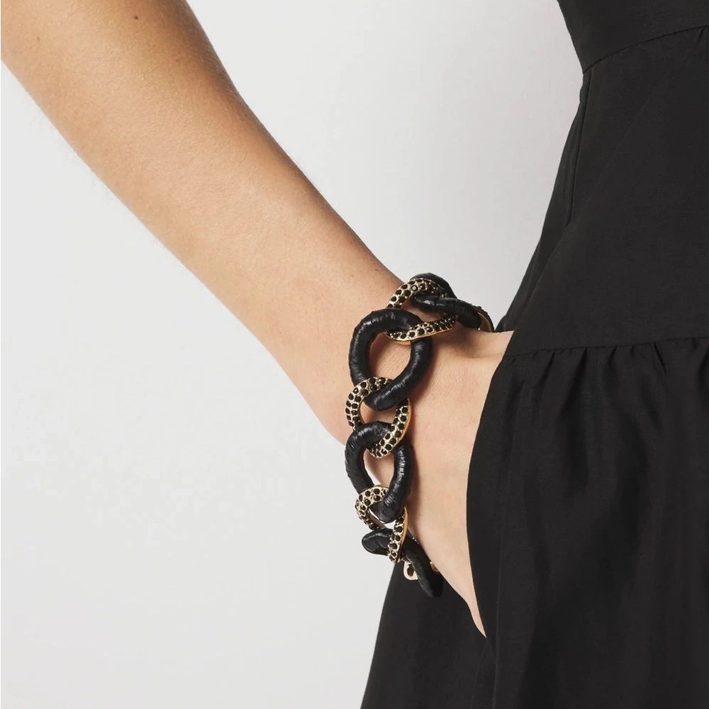 WHBM Black Raffia + Crystal Link Bracelet